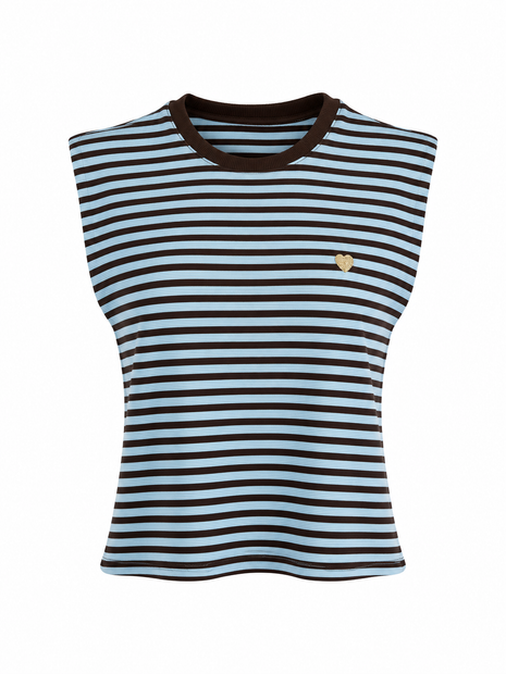 T-shirt à rayures (marron/bleu)