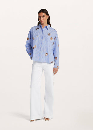 Deborah blouse Blue Stripe - Beaumont