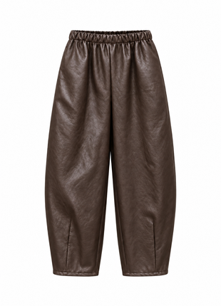 Broek - Barrel - Faux cuir - Bruin