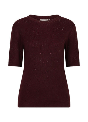 Sweater s/slve studs - F26.02539 - Merlot