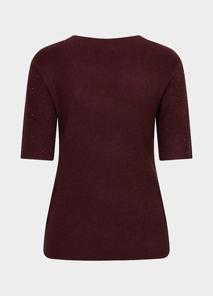 Sweater s/slve studs - F26.02539 - Merlot