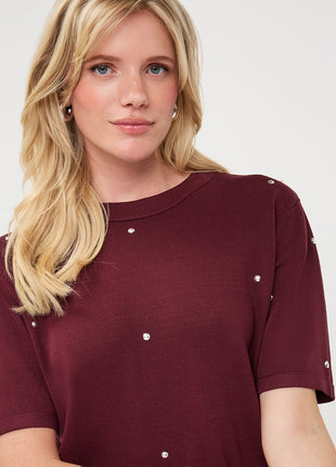 Sweater studs half sleeve - F26.07516 - Merlot