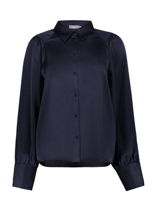 Geisha Blouse shiny navy packshot - Lou Lou