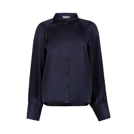 Geisha Blouse shiny navy packshot - Lou Lou