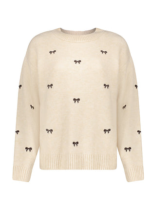 Geisha Pullover embro bowtie sand dark brown packshot - Lou Lou