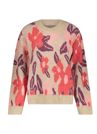 Geisha Pullover flowers sand red port packshot - Lou Lou