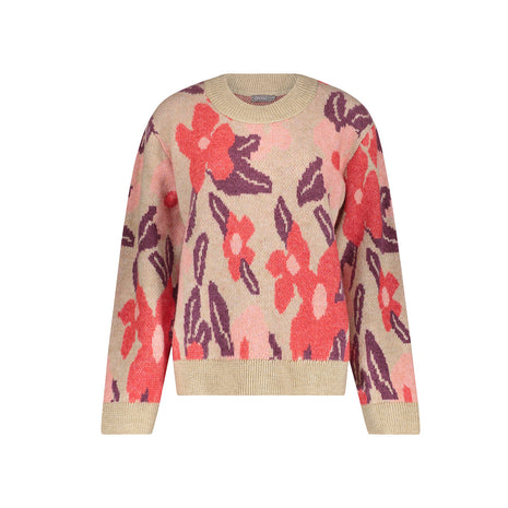 Geisha Pullover flowers sand red port packshot - Lou Lou