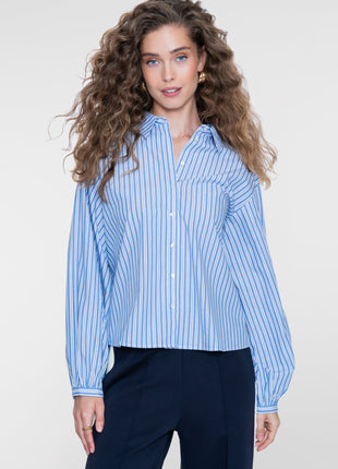 Geisha Blouse stripes wit blauw rood - Lou Lou