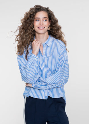 Geisha Blouse stripes wit blauw rood - Lou Lou