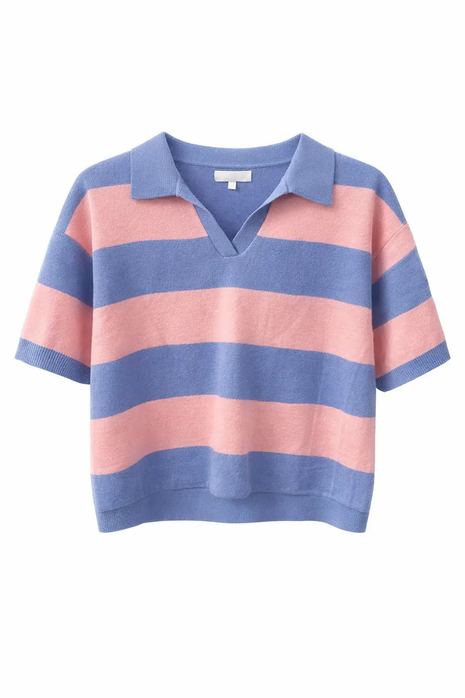 Pull - brede streep (roze/blauw) by Kilky