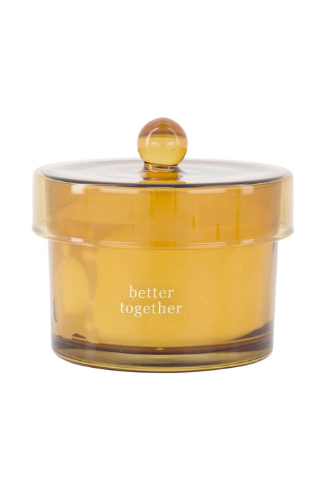 Geurkaars glas met deksel better together - transparant/goud by Zusss