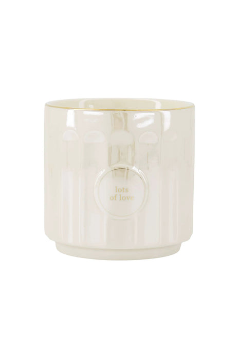 Geurkaars keramiek parelmoer ribbel lots of love - zand/goud by Zusss