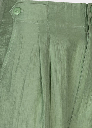 Pantalon - Tissu froissé large - Vert jungle - HS26.14216