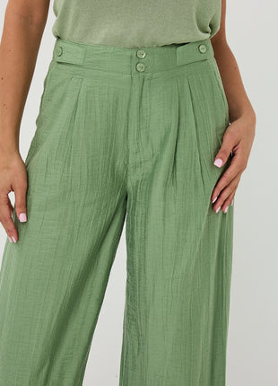 Pantalon - Tissu froissé large - Vert jungle - HS26.14216
