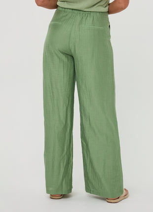Pantalon - Tissu froissé large - Vert jungle - HS26.14216