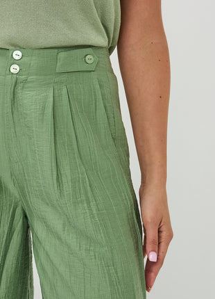 Pantalon - Tissu froissé large - Vert jungle - HS26.14216
