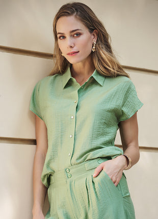 Bluse - Batwing Crinkle - Jungle Green - HS26.14218