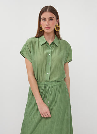 Bluse - Batwing Crinkle - Jungle Green - HS26.14218