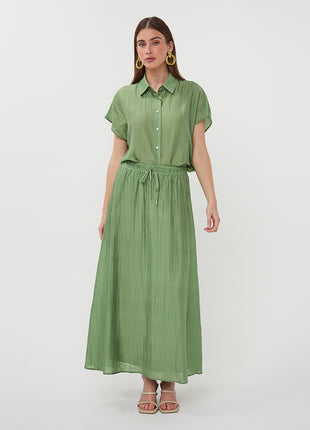Bluse - Batwing Crinkle - Jungle Green - HS26.14218