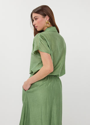 Bluse - Batwing Crinkle - Jungle Green - HS26.14218