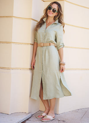 Robe longue ceinture lin - HS26.28228