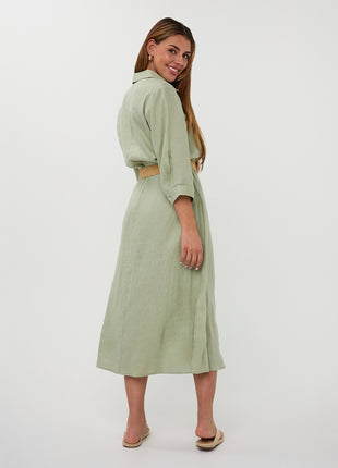 Robe longue ceinture lin - HS26.28228