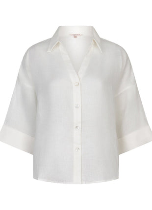 Bluse - Turn-up Leinen - Off-White - HS26.28234