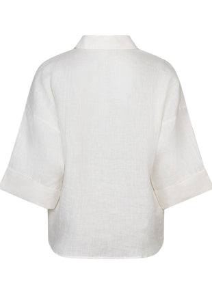 Bluse - Turn-up Leinen - Off-White - HS26.28234