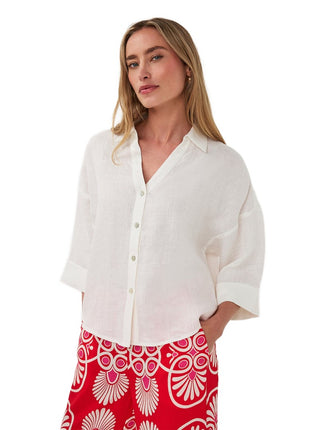 Bluse - Turn-up Leinen - Off-White - HS26.28234