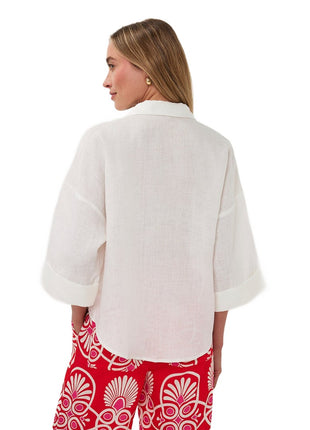 Bluse - Turn-up Leinen - Off-White - HS26.28234