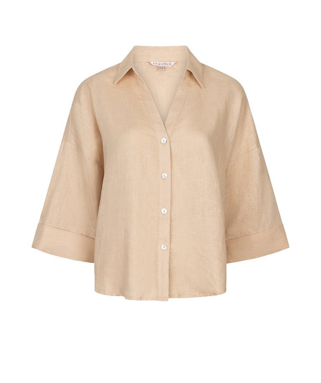 Blouse - Turn-up linnen - Sand - HS26.28234