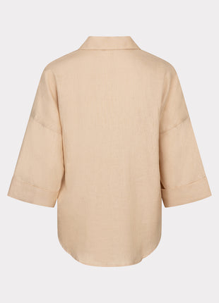 Bluse - Turn-up Leinen - Sand - HS26.28234