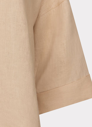 Bluse - Turn-up Leinen - Sand - HS26.28234