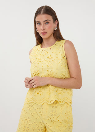 Haut sans manches/sans bretelles broderie anglaise - HS26.28238