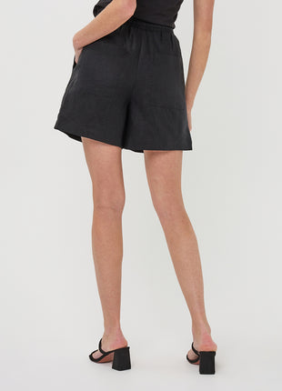 Short - Elastisches Leinen - Schwarz - HS26.28257