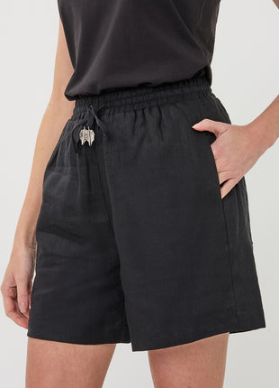 Short - Elastisches Leinen - Schwarz - HS26.28257