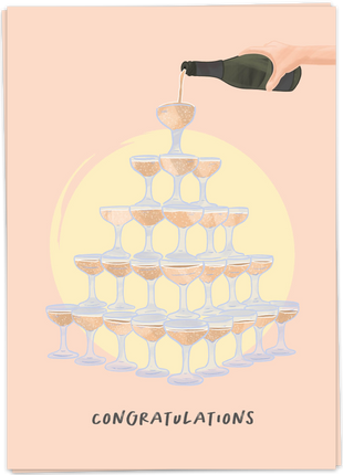 Kaart Blanche wenskaart Champagne tower Congratulations