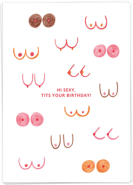 Kaart Blanche wenskaart Titty Birthday Studio JuJu