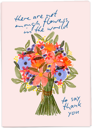 Kaart Blanche wenskaart Thank you flowers bedanken