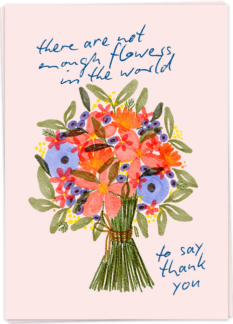 Kaart Blanche wenskaart Thank you flowers bedanken