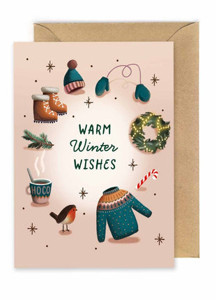 Carte de Noël - Vœux chaleureux pour l'hiver