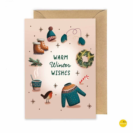 Carte de Noël - Vœux chaleureux pour l'hiver