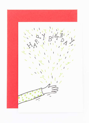 Studio Flash letterpress wenskaart Confetti birthday hand