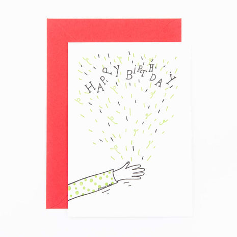 Studio Flash letterpress wenskaart Confetti birthday hand