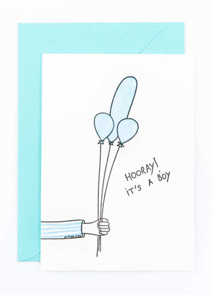 Studio Flash letterpress wenskaart It's a boy balloon