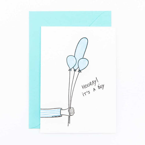 Studio Flash letterpress wenskaart It's a boy balloon