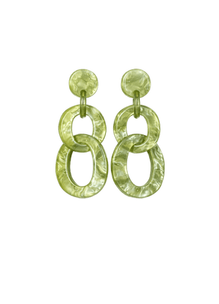 Oorbellen - Olive Pearl Link by Charlotte Marie Jewelry