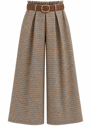 Broek - Culotte - Mini ruit - Bruin/zwart