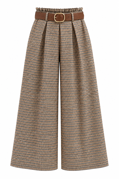 Broek - Culotte - Mini ruit - Bruin/zwart