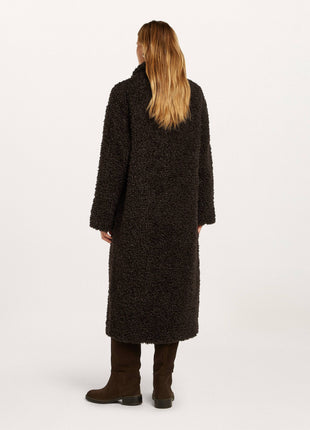 Beaumont Sasha lange jas dark chocolate - achterkant
